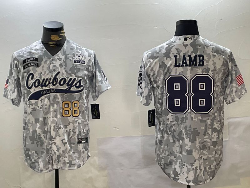 Men Dallas Cowboys 88 Lamb Nike Arctic Camo 2024 Salute to Service Limited NFL Jersey style 1